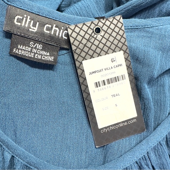 City Chic Capri Teal Jumpsuit Size 16 - Picture 6 of 10